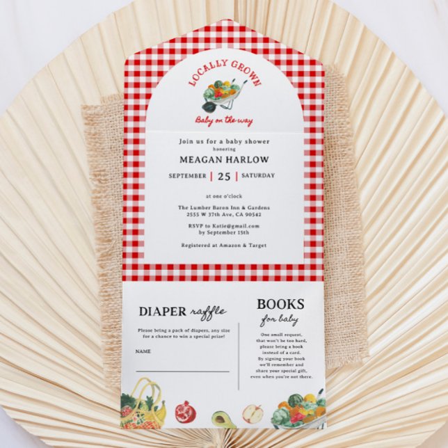 Lokal gezüchtete Bauern Market Baby Shower All In One Einladung (Von Creator hochgeladen)