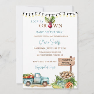 Lokal gezüchtete Bauern Market Baby Shower Einladung