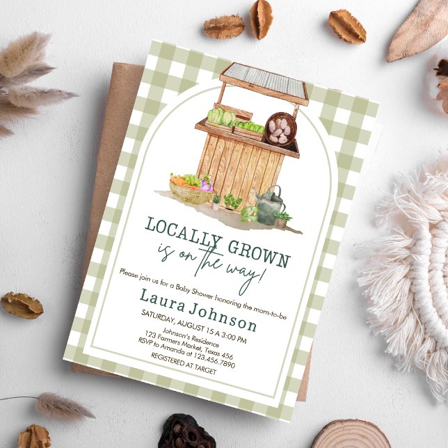 Lokal gezüchtete Bauern Market Baby Shower Einladung (Farmers Market Locally Grown Baby Shower Invitation)