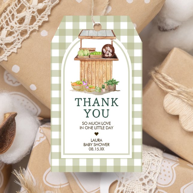 Lokal gezüchtete Bauern Market Baby Shower Favor T Geschenkanhänger (Green Farmers Market Locally Grown Baby Shower Favor Tags)