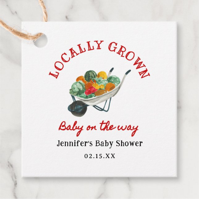 Lokal gezüchtete Bauern Market Baby Shower Geschenkanhänger (Vorderseite)