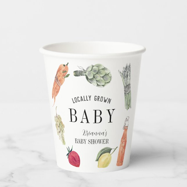 Lokal gezüchtete Bauern Market Baby Shower Pappbecher (Vorderseite)