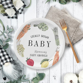 Lokal gezüchtete Bauern Market Baby Shower Pappteller