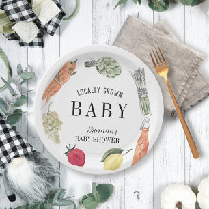 Lokal gezüchtete Bauern Market Baby Shower Pappteller