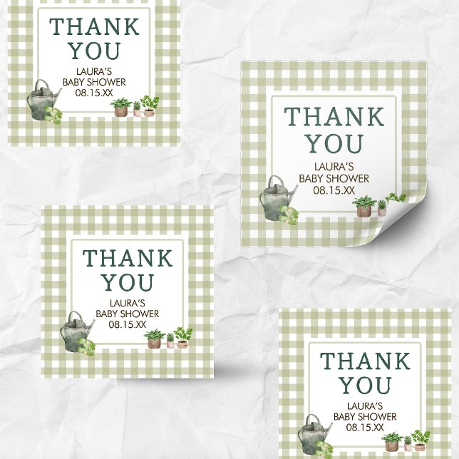 Lokal gezüchtete Bauern Market Baby Shower Quadratischer Aufkleber (Green Farmers Market Locally Grown Baby Shower Square Sticker)