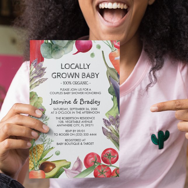 Lokal gezüchtete Bauern Markt Paare Babydusche Einladung (Von Creator hochgeladen)