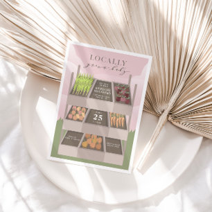 Lokal gezüchtete Pink Bauern Market Baby Shower Einladung