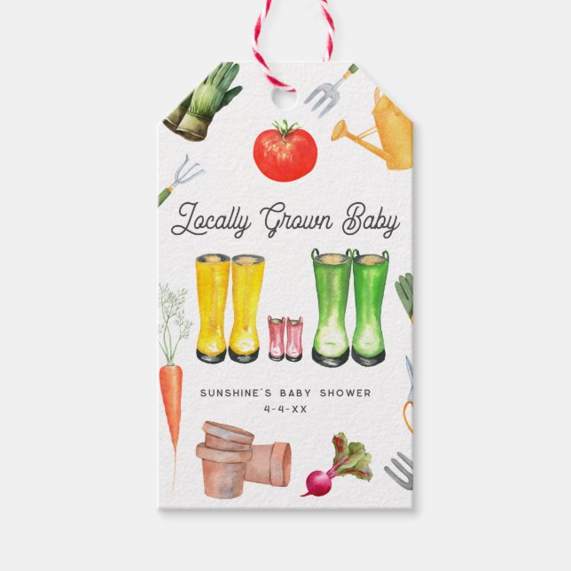 Lokal gezüchtete Pink Boots Garden Baby Dusche Geschenkanhänger (Vorderseite)