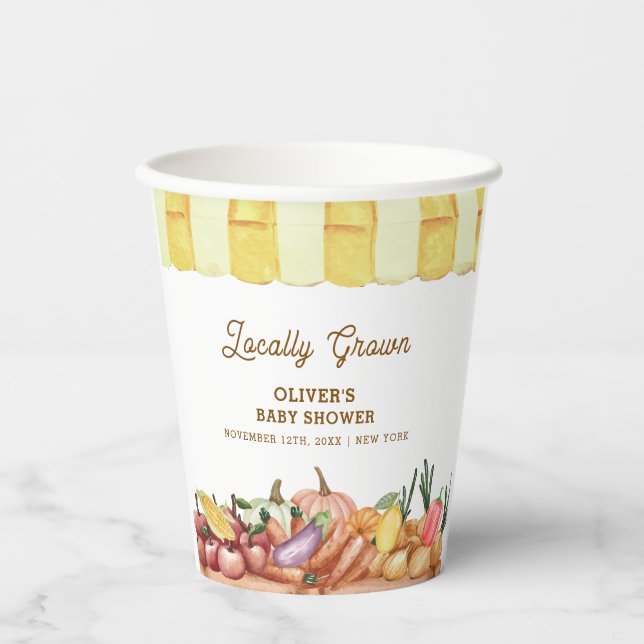 Lokal gezüchtete Veggie Obstdusche Pappbecher (Vorderseite)