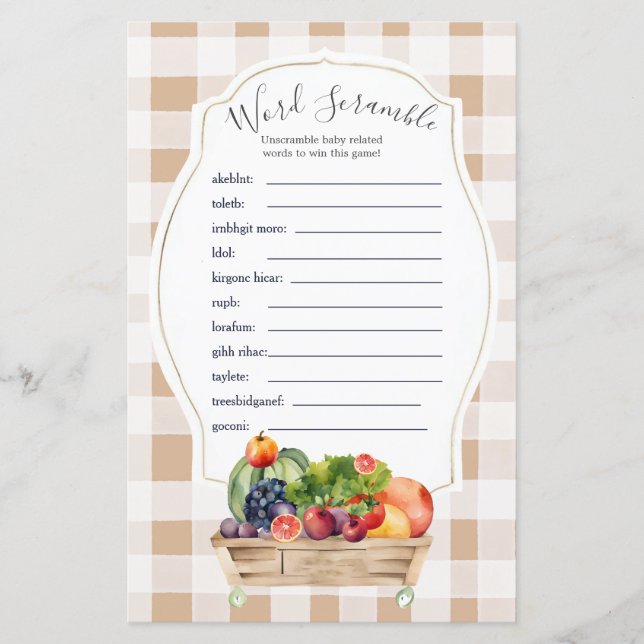 Lokal gezüchtete Veggies Bauer Word Scramble Game (Vorderseite)