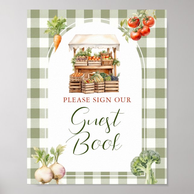 Lokal gezüchtetes Fresh Market Baby Shower Gästebu Poster (Vorne)