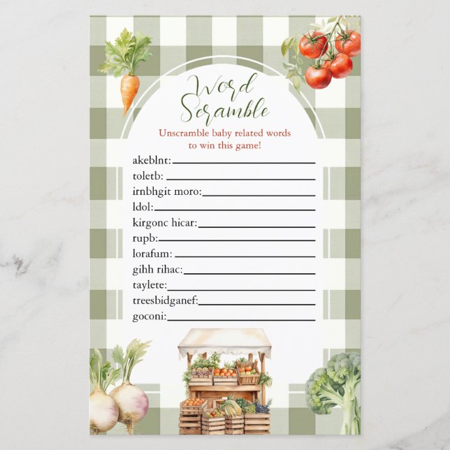 Lokal gezüchtetes Fresh Market Word Scramble Game (Vorderseite)