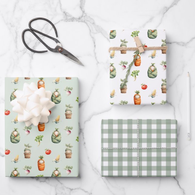 Lokal gezüchtetes Geschenkpapier Wrap Gingham Wrap Set (Vorderseite)