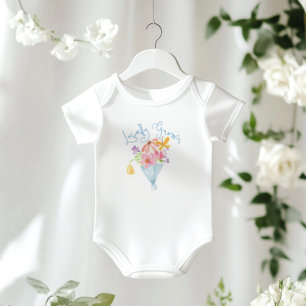 Lokal gezüchtetes Whimsical Watercolor Bouquet Baby Strampler