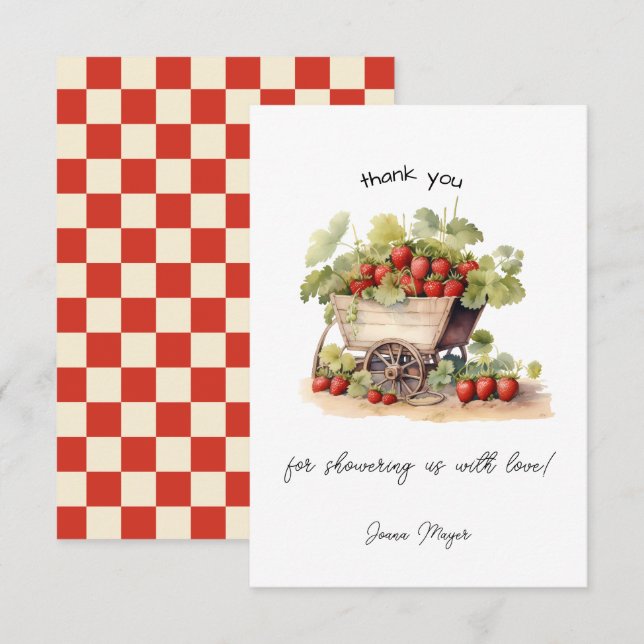 Lokale Bauern Markt Erdbeere Dankeskarte (Vorne/Hinten)