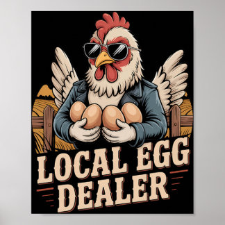 Lokale Eierhändler-Liste Farmer Lustiges Huhn Oste Poster