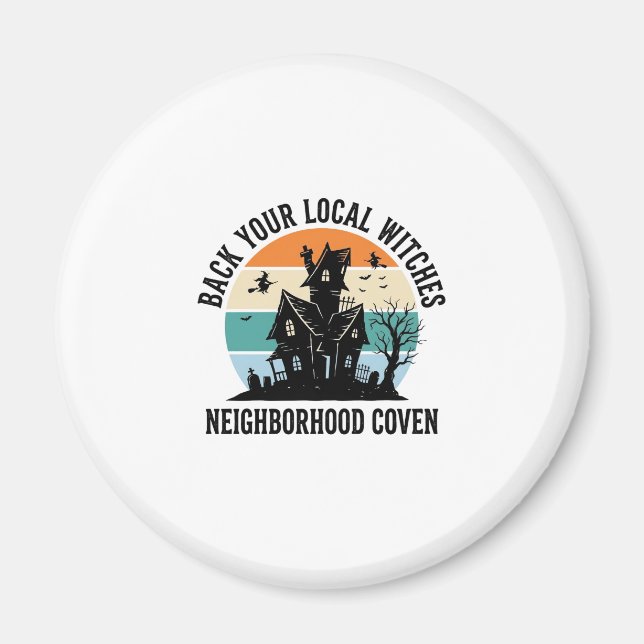 Lokale Hexe Halloween Spukhaus Retro Art Magnet (Vorne)