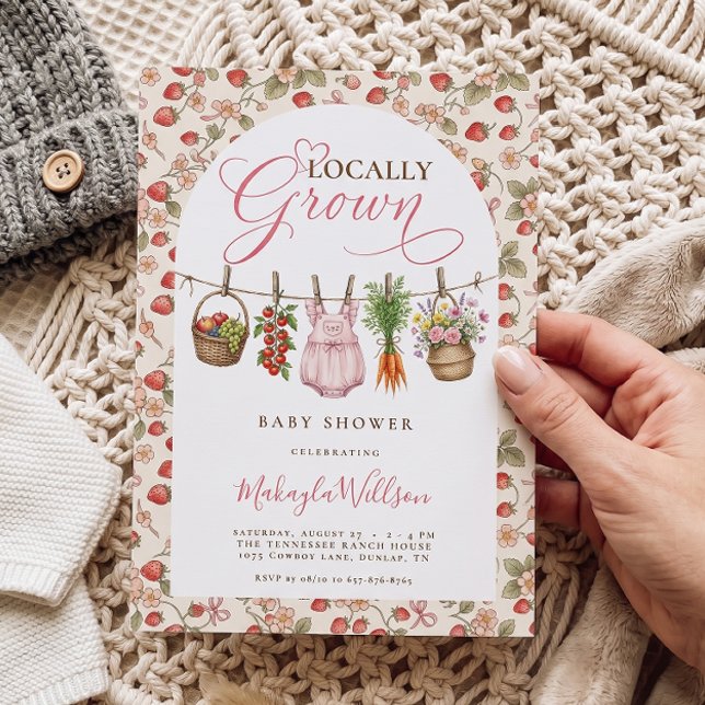 Lokale rosa Gemüse-Babymädchen-Party Einladung (Von Creator hochgeladen)