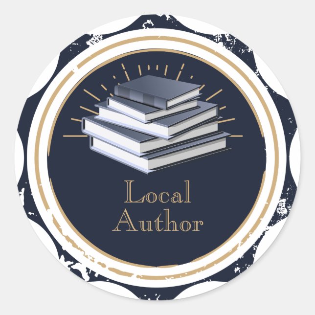Lokaler Autor, Buchstapel, Runder Aufkleber (Vorderseite)