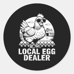 Lokaler Eierhändler Lustiger Retro-Osterbauernhof Runder Aufkleber