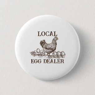 Lokaler Eierhändler Retro-Huhn Lustiger Bauer Oste Button