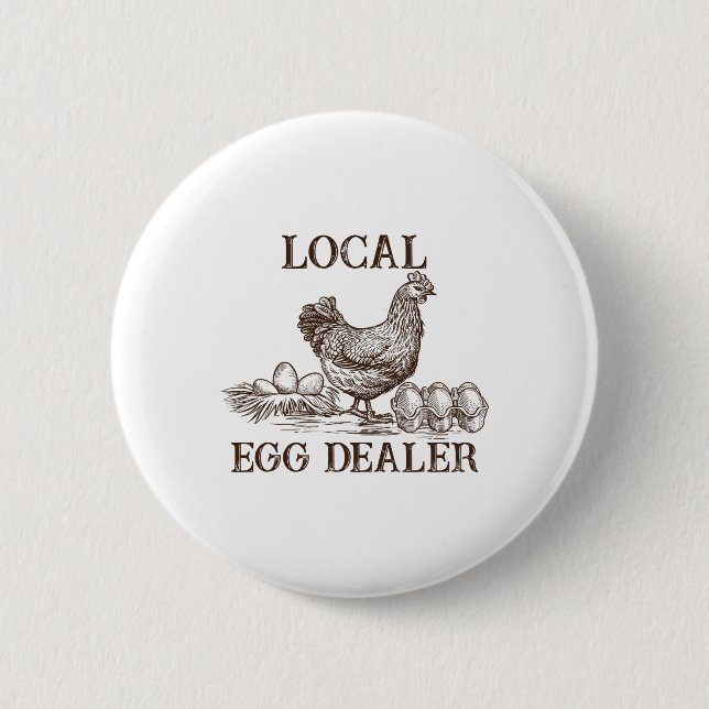 Lokaler Eierhändler Retro-Huhn Lustiger Bauer Oste Button (Vorderseite)