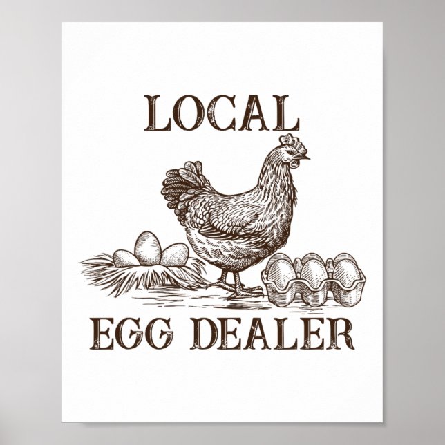 Lokaler Eierhändler Retro-Huhn Lustiger Bauer Oste Poster (Vorne)