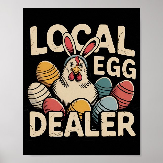 Lokaler Eierhändler Retro-Huhn Lustiger Bauer Oste Poster (Vorne)