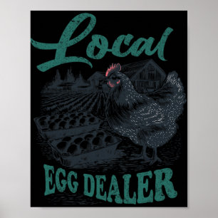 Lokaler Eierhändler Retro-Huhn Lustiger Bauer Oste Poster