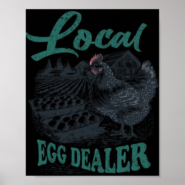 Lokaler Eierhändler Retro-Huhn Lustiger Bauer Oste Poster (Vorne)