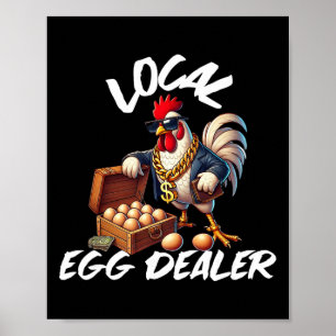 Lokaler Eierhändler Retro-Huhn Lustiger Bauer Oste Poster