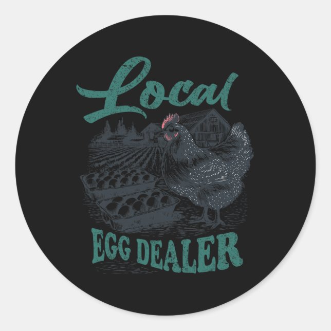 Lokaler Eierhändler Retro-Huhn Lustiger Bauer Oste Runder Aufkleber (Vorderseite)