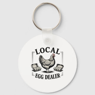 Lokaler Eierhändler Retro-Huhn Lustiger Bauer Oste Schlüsselanhänger