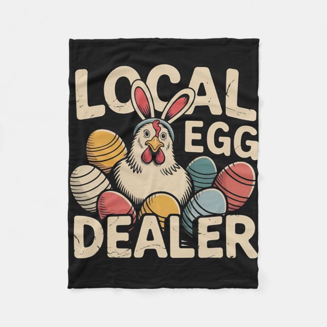 Lokaler Eierhändler Retro-Huhn Lustiger Farmer Ost Fleecedecke (Vorderseite)