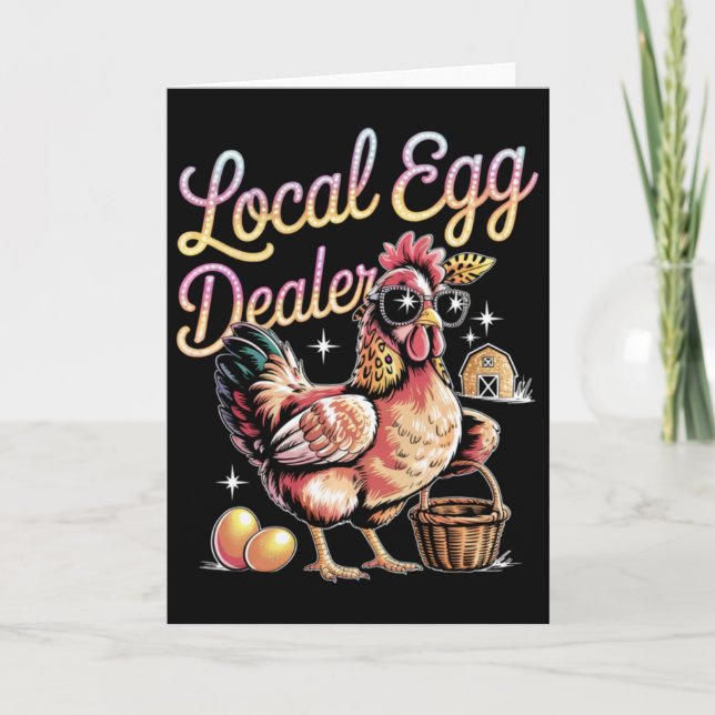 Lokaler Eierhändler Retro Lustiges Ostern Hühnerfa Karte (Vorderseite)