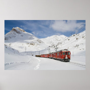 Lokaler Zug auf der Bernina-Linie Poster