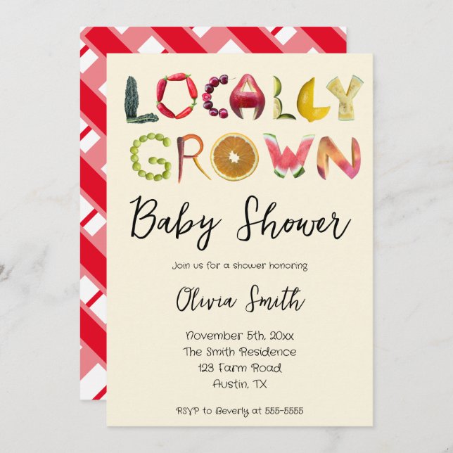 Lokales Baby | Landwirt's Market Baby Shower Einladung (Vorne/Hinten)