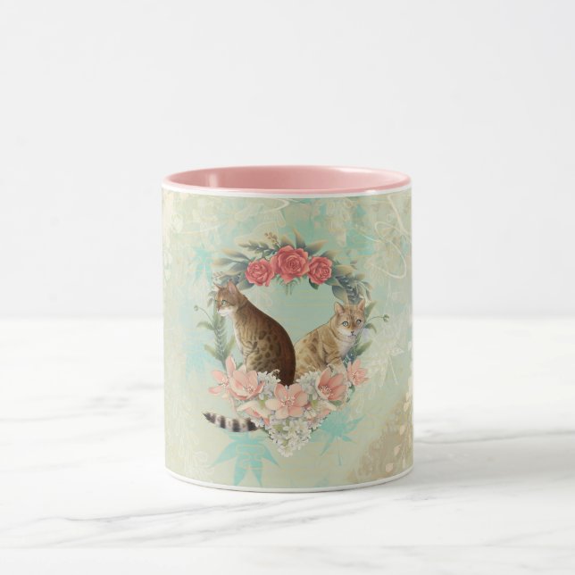 Lokis Buddies: Mika und Chidori Bengalische Katzen Tasse (Zentrum)