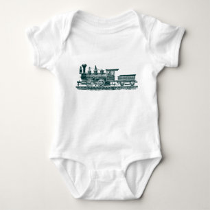 Lokomotive 02 - Dunkelgrün Baby Strampler