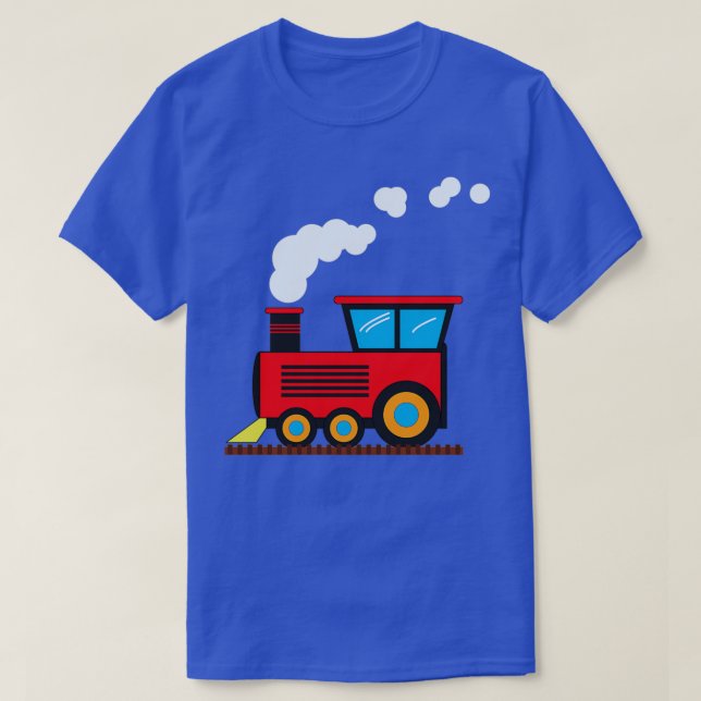 Lokomotive Dampf Motor auf Schiene für Kinder Jung T-Shirt (Design vorne)