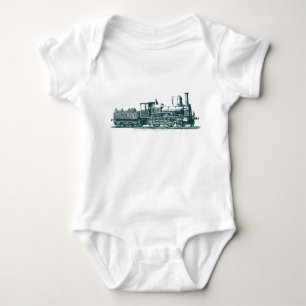 Lokomotive - Dunkelgrün Baby Strampler