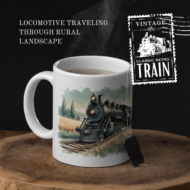 Lokomotive durch die ländliche Landschaft Zweifarbige Tasse (Locomotive Traveling Through Rural Landscape cover from The Beekeeper Store)