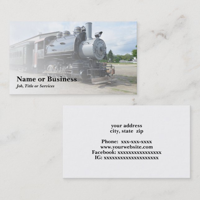 Lokomotive für den Vintagen Dampfzug Visitenkarte (Vorne/Hinten)