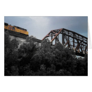 Lokomotive-Zug, der die Brücke überquert