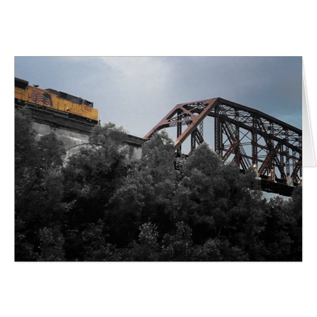 Lokomotive-Zug, der die Brücke überquert (Vorderseite (Horizontal))