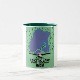 Loktak-See, Bundesstaat Manipur, Indien Karte Zweifarbige Tasse
