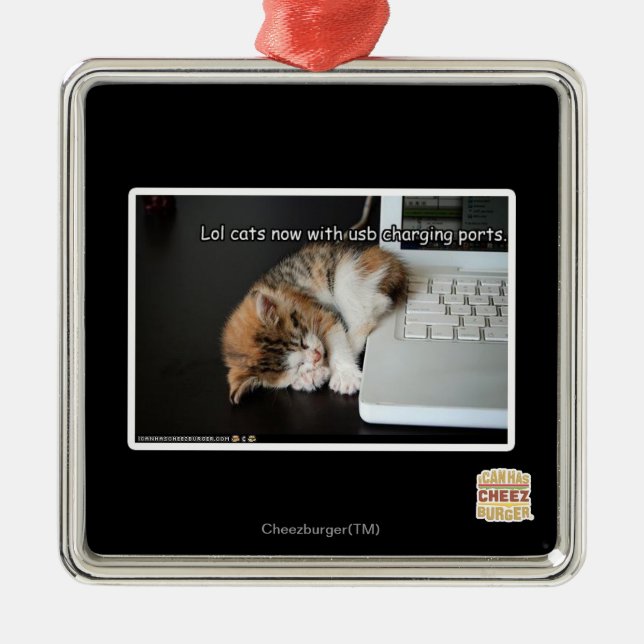 Lol Katzen mit USB Silbernes Ornament (Vorne)