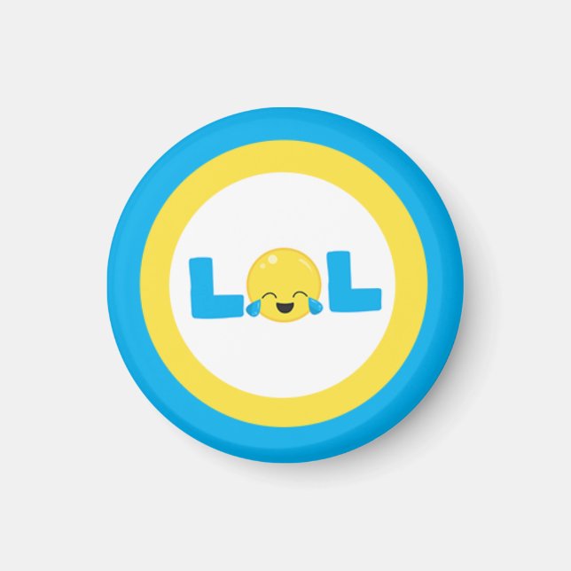 LOL Laugh Out Loud Emoji Blue Yellow Classic Magnet (Vorne)