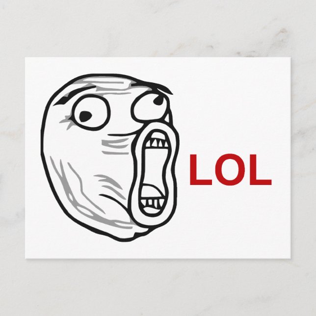LOL Laugh Out Loud Rage Face Meme Postkarte (Vorderseite)