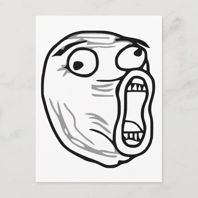 LOL Laugh Out Loud Rage Face Meme Postkarte (Vorderseite)